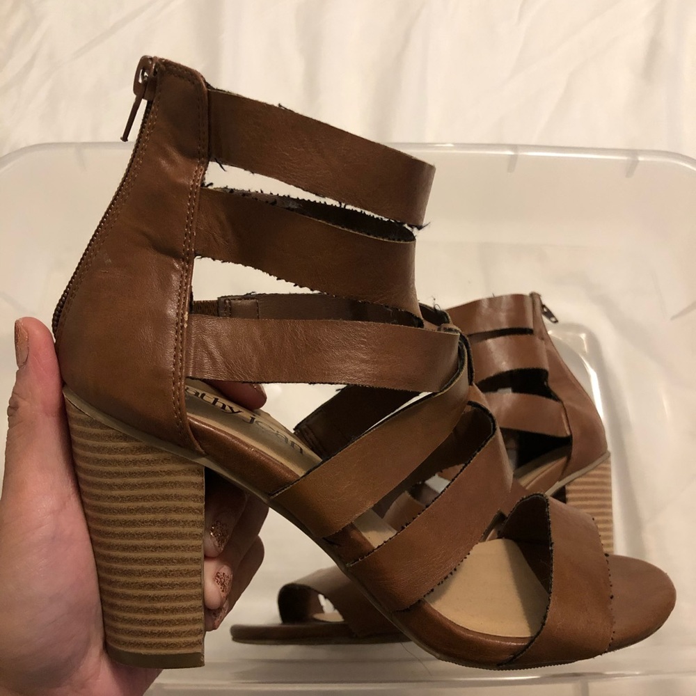 Brown block heels